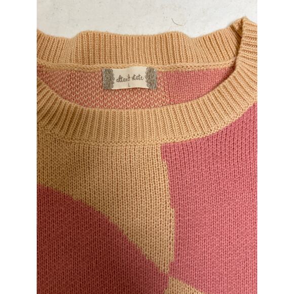Altar'd State Women's Pink Color Block Geometric Pullover Sweater. Size L - Picture 3 of 5